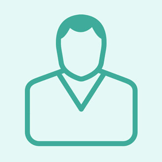 Anas Heshma Stilisiertes grünes Person-Symbol mit kurzen Haaren und V-förmigem Kragen auf hellgrünem Hintergrund