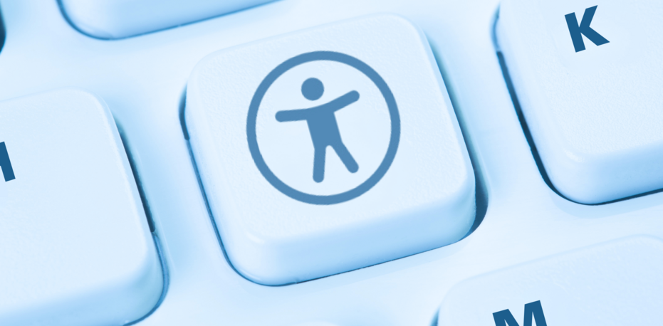 Auf der Tastatur ist das Symbol für Barrierefreiheit abgebildet